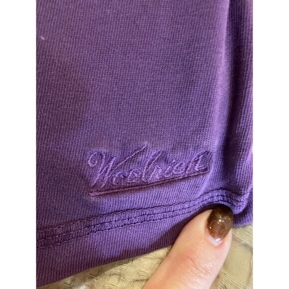 Woolrich Distressed T Shirt Top XL Purple Eggplant 100% Cotton Oversized Blouse - Picture 9 of 12